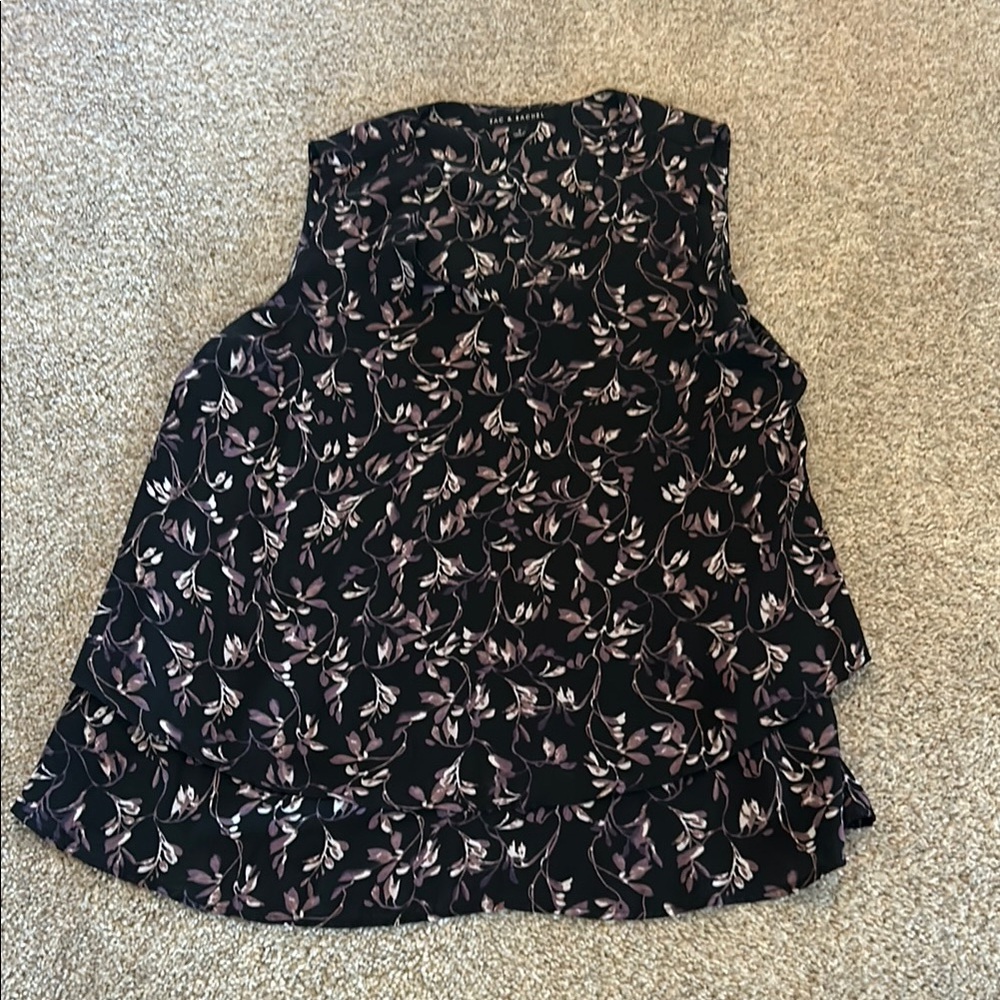 Floral Sleeveless Top - Black and Purple